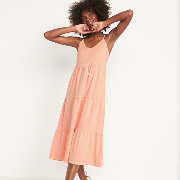 Tiered Slub-Knit Midi Cami Swing Dress for Women NWT Size M Just Peachy - Picture 2 of 9